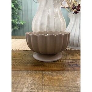 5 Wick Footed Ceramic Scalloped Rim Salted Honey Jar Candle 34oz - NEW RARE